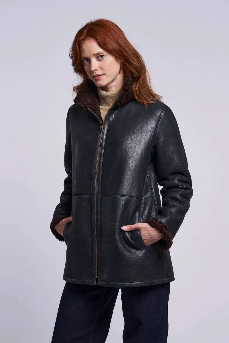 243  Genuine shearling reversible topper