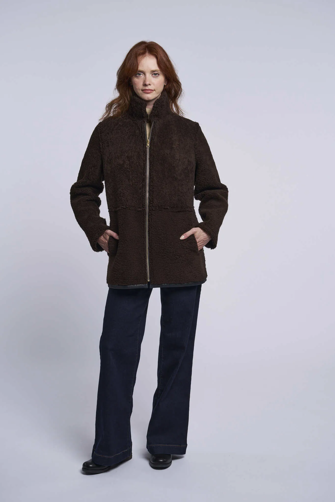 243  Genuine shearling reversible topper