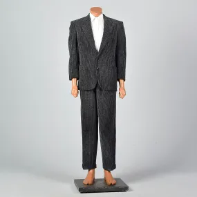 41S  Medium 1980s Charcoal Corduroy Two Piece Suit