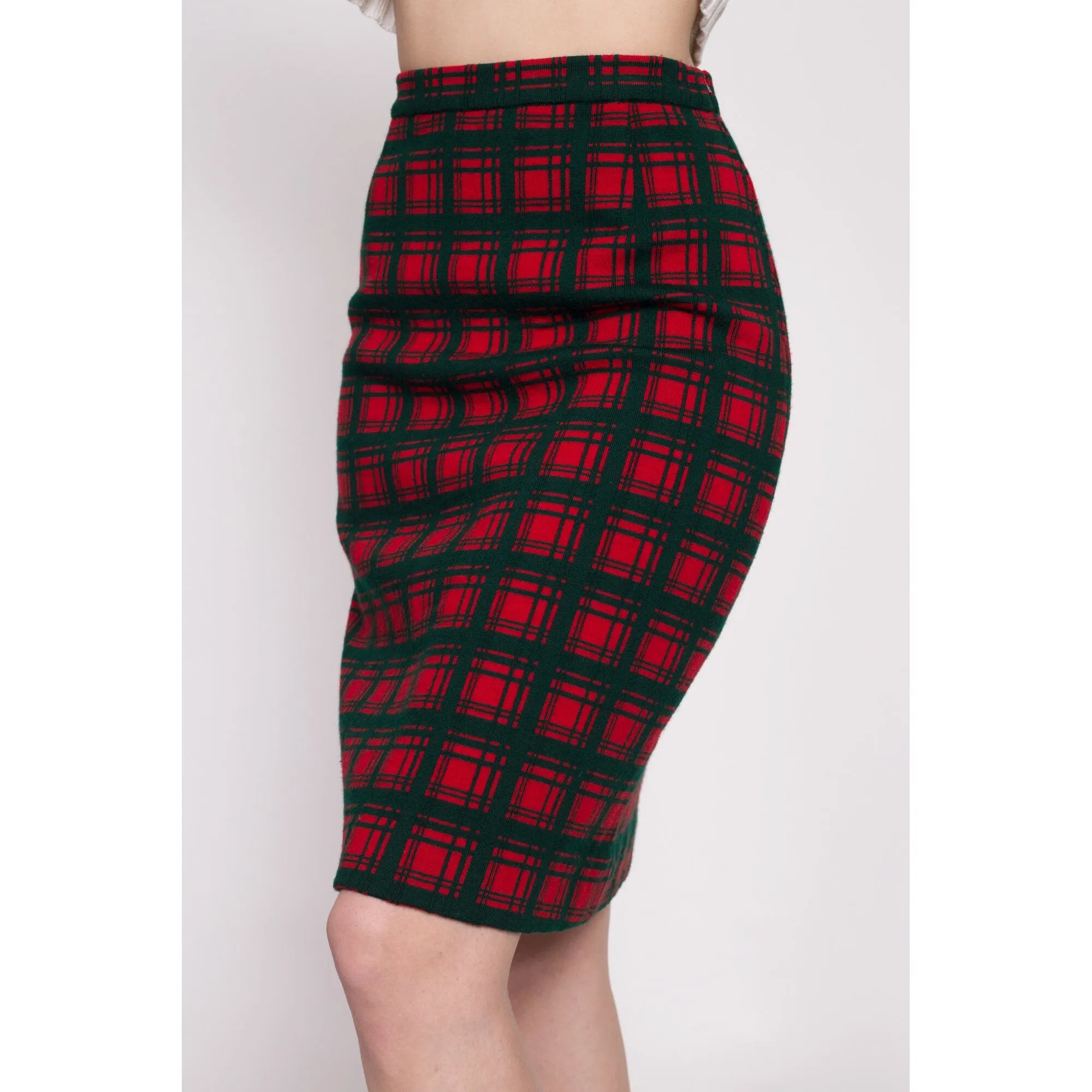 60s I. Magnin Plaid Pencil Skirt - Extra Small