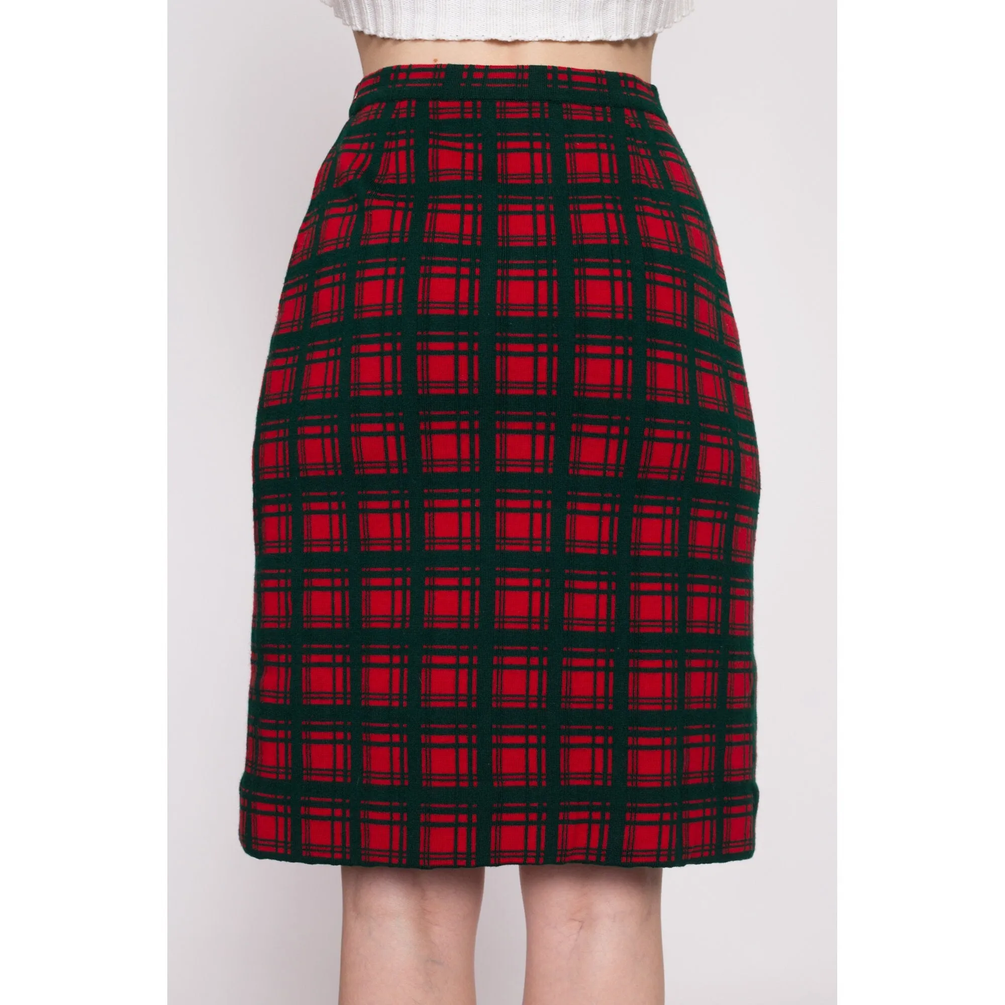 60s I. Magnin Plaid Pencil Skirt - Extra Small