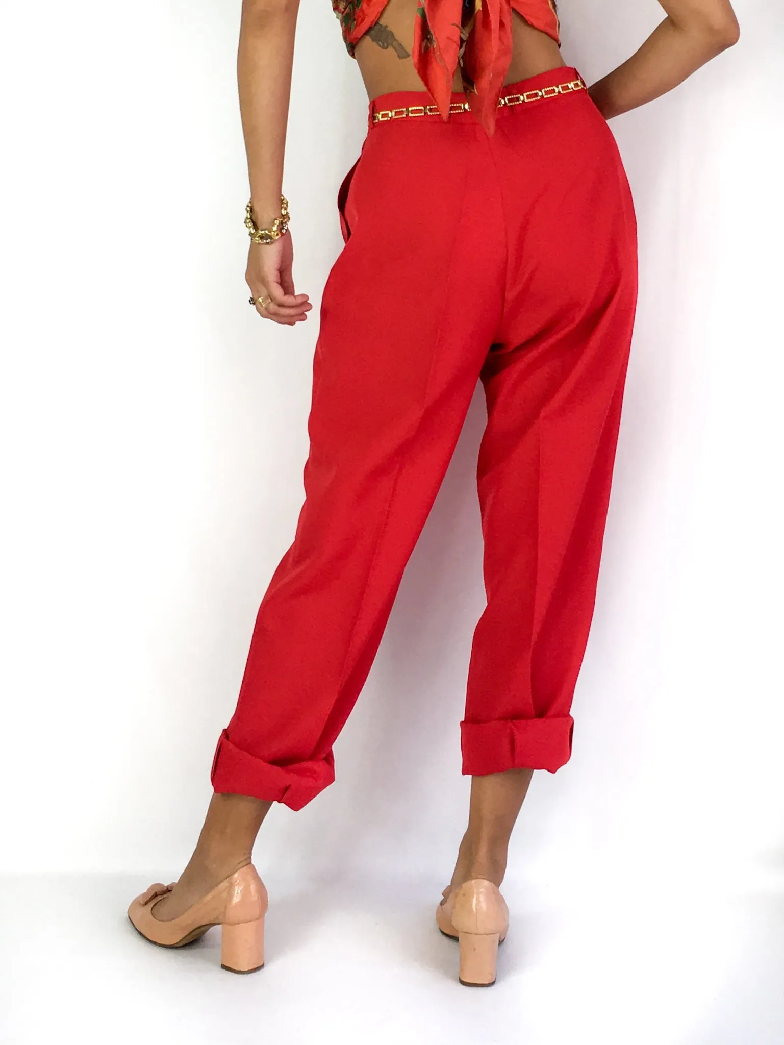 80s vintage pleated trousers, high waist