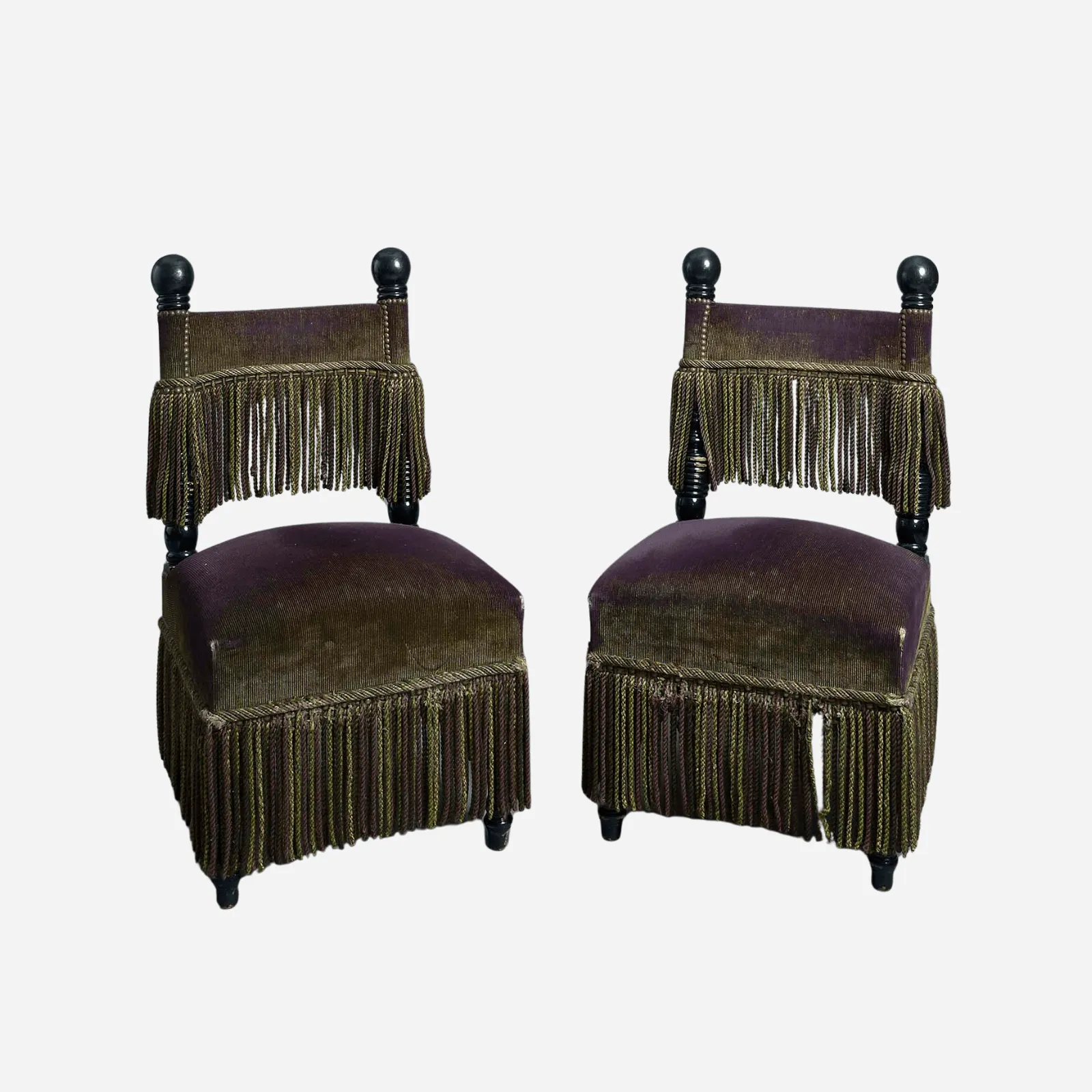 A Pair of Mid-20th Century Ebonised Salon Chairs