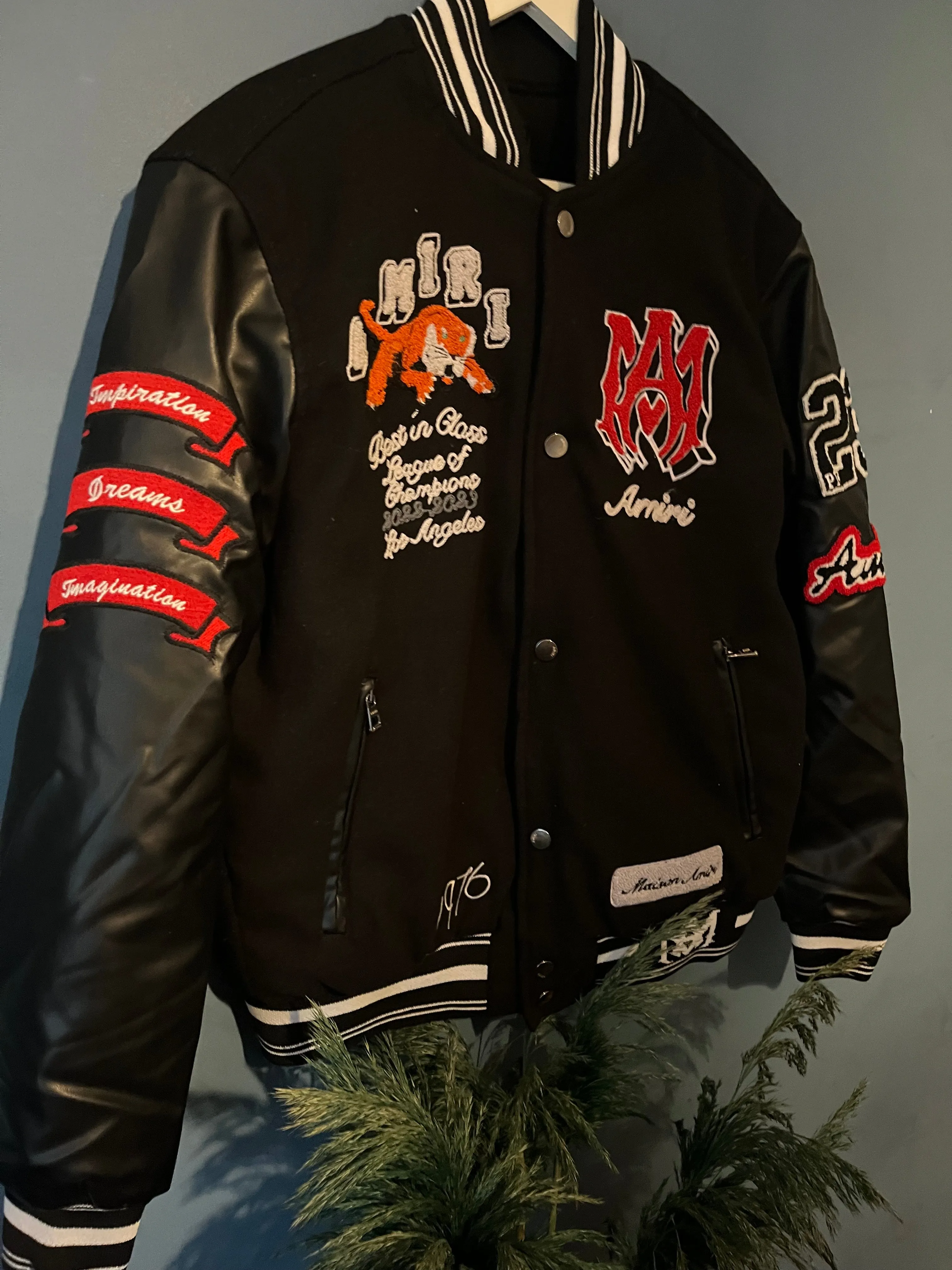 Amiri " Logo-Patch Varsity " Jacket styled in Black for Fall&Winter 2024