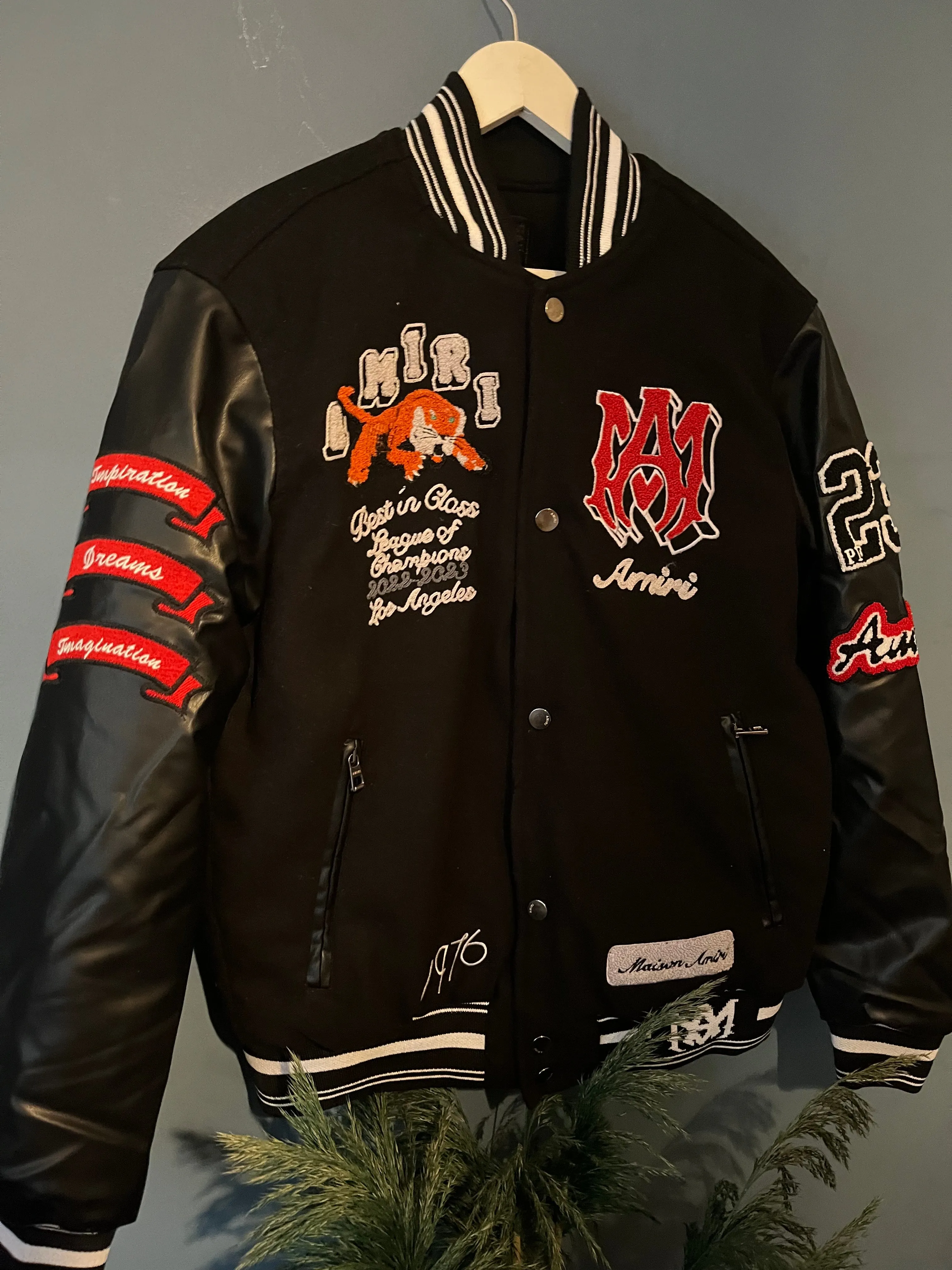 Amiri " Logo-Patch Varsity " Jacket styled in Black for Fall&Winter 2024