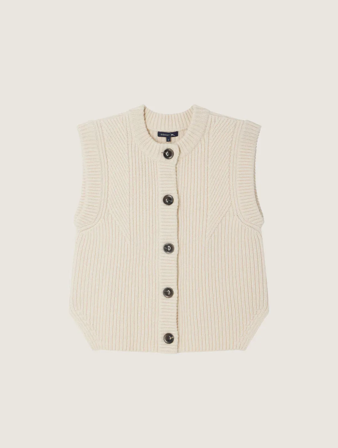 Amore Ecru Sleeveless Cardigan