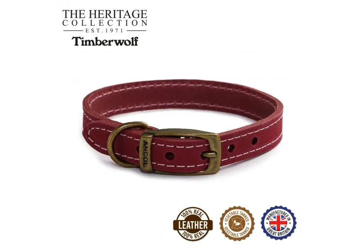 Ancol - Timberwolf Leather Collar - Sable - Size 3 (28-36cm)