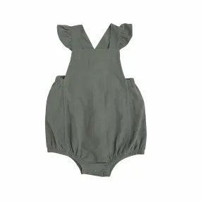 Angel Dear Corduroy Ruffle Sleeve Sunsuit in Green