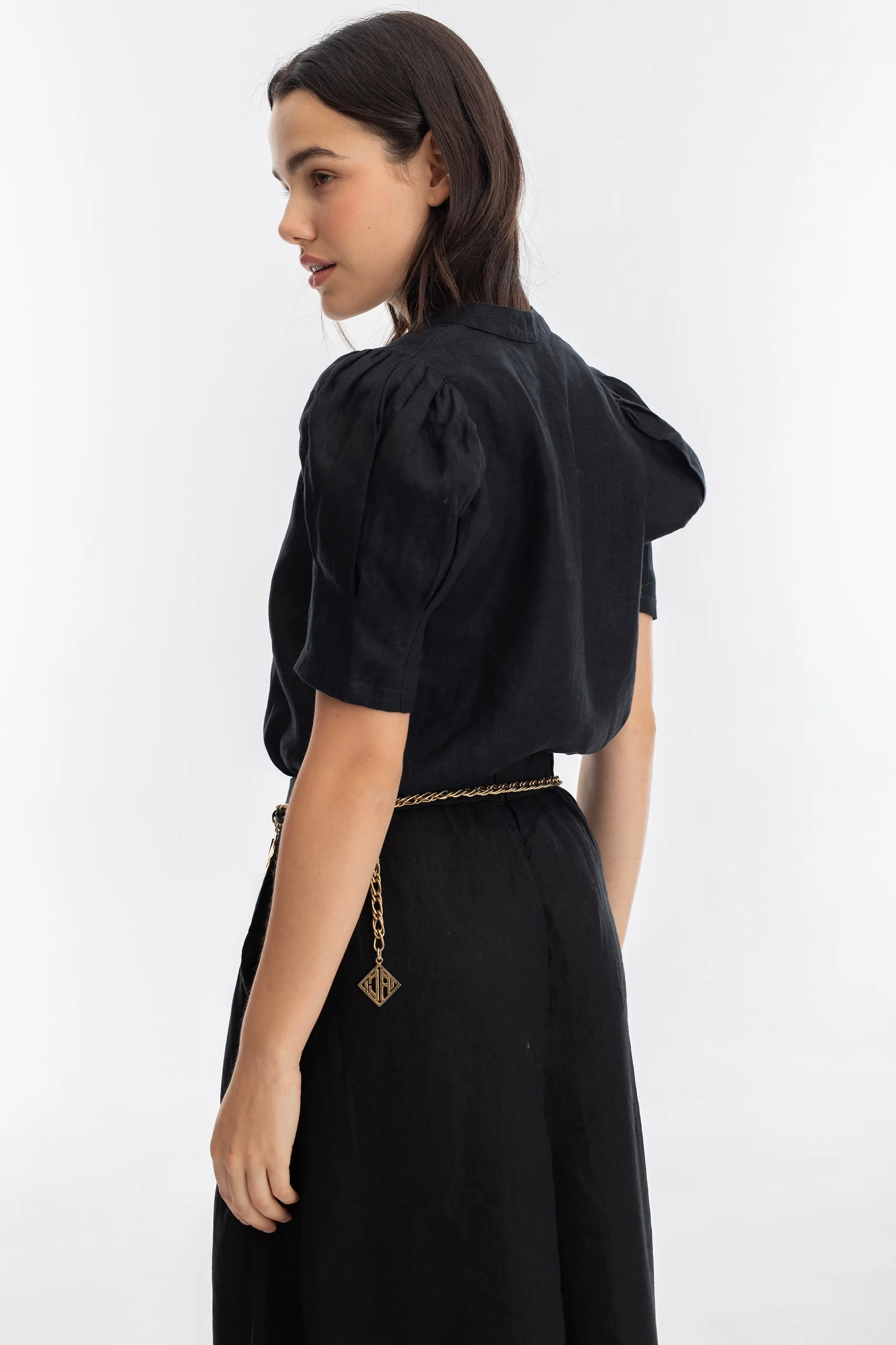 Athina Linen Shirt - Black