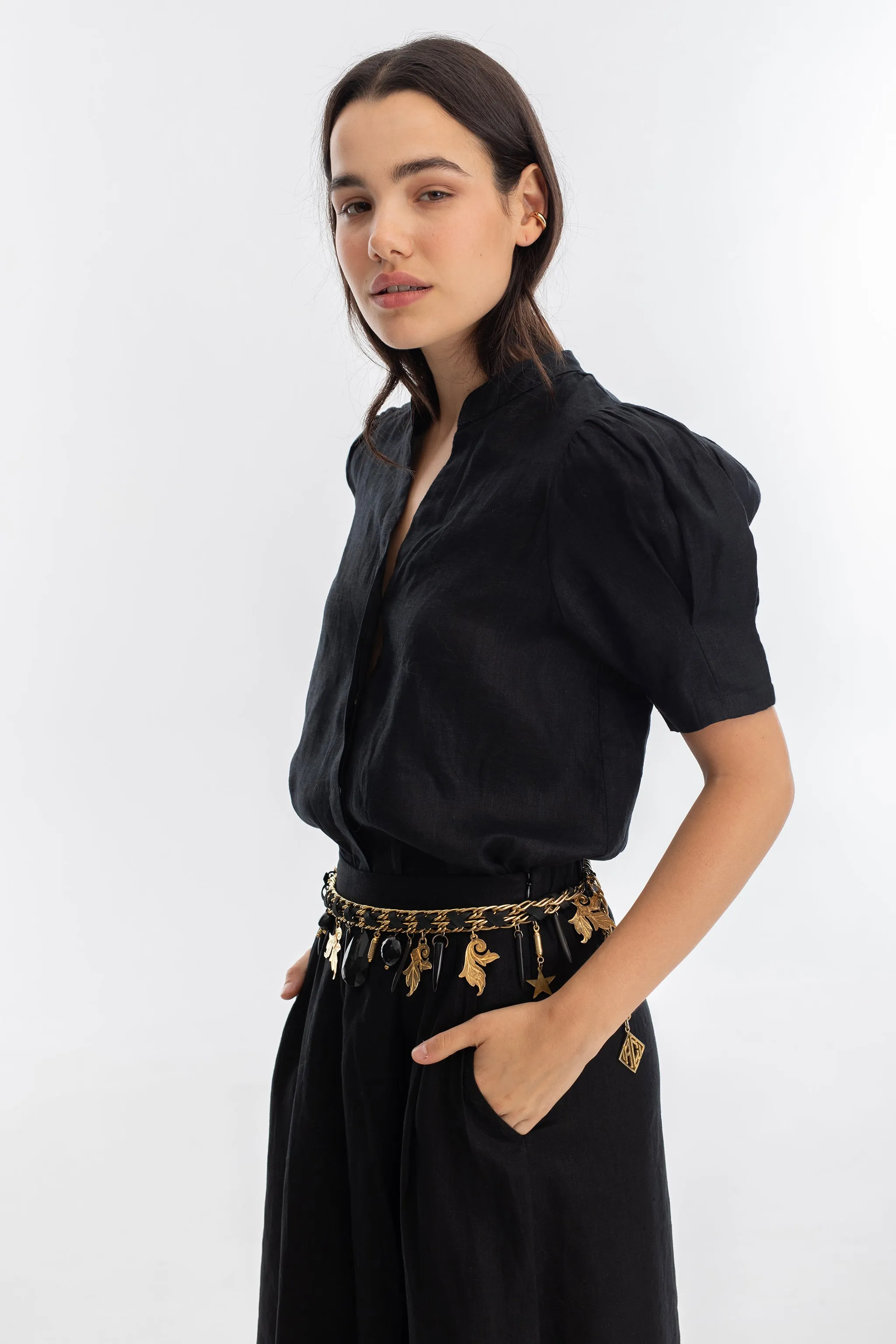 Athina Linen Shirt - Black