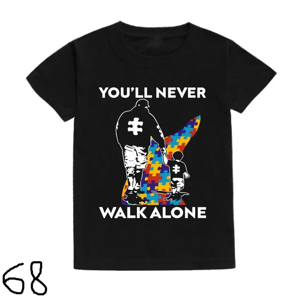 Autism Awareness Day Kids Tshirt You'll Never Walk Alone