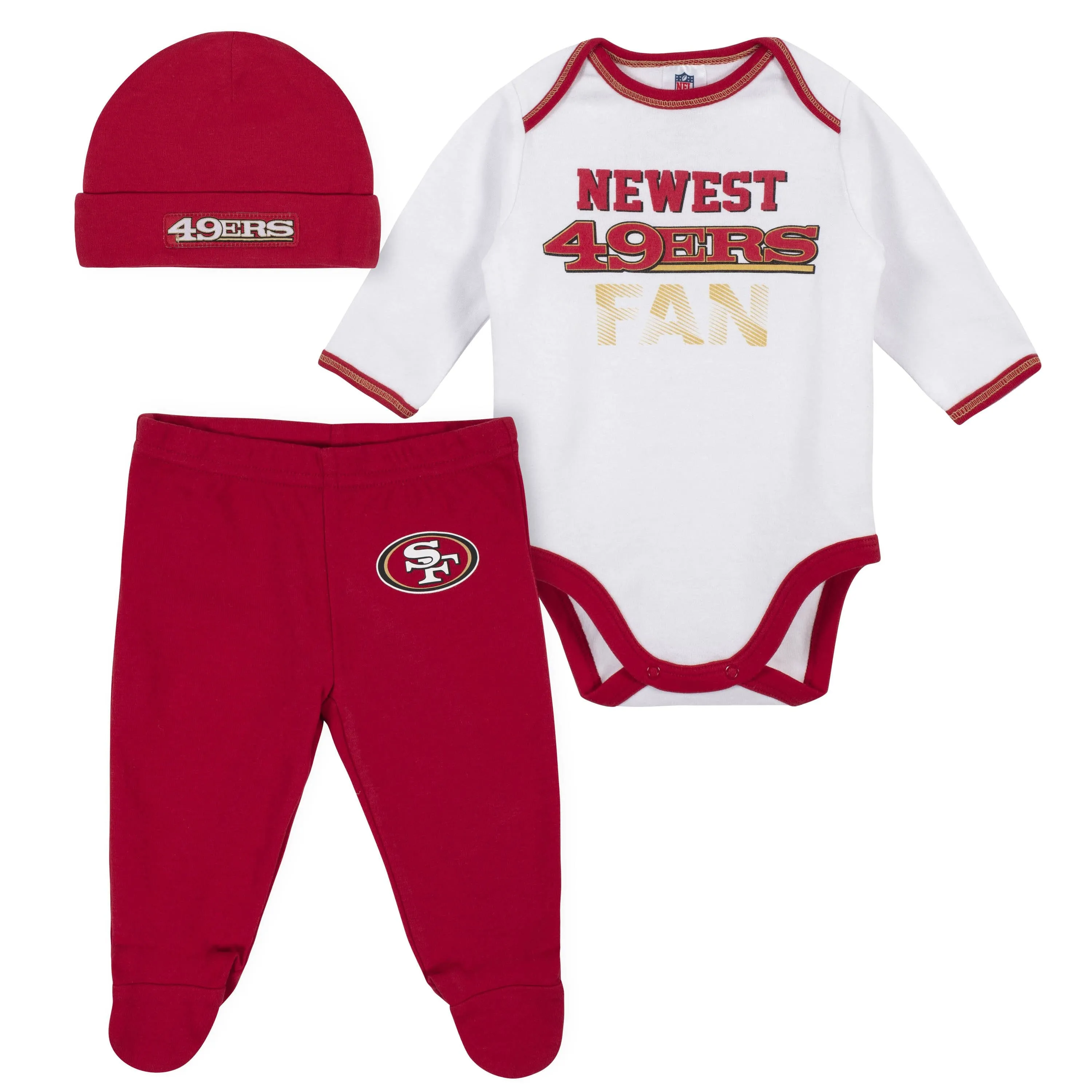 Baby Boys San Francisco 49ers 3-Piece Bodysuit, Pant and Cap Set