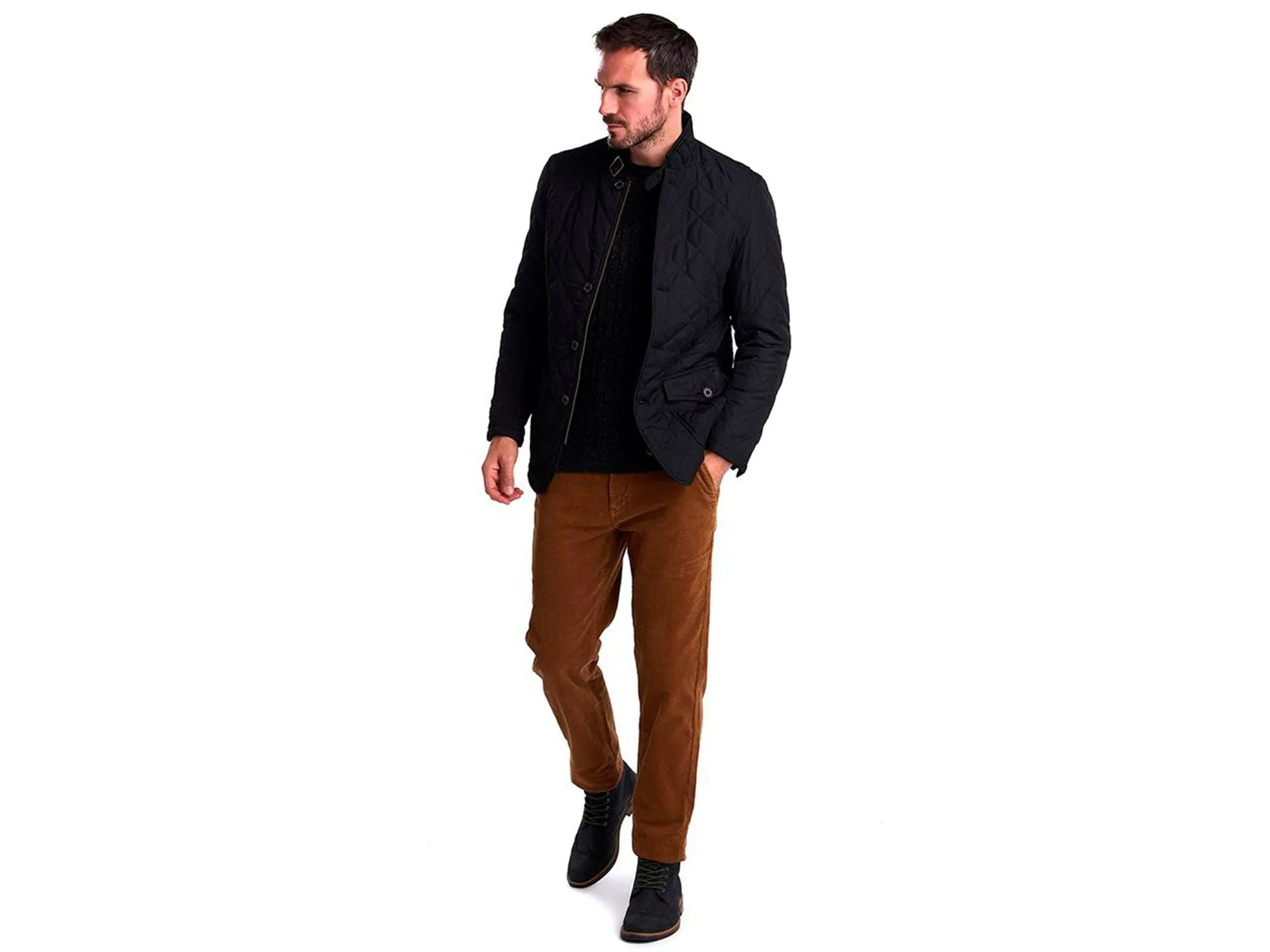 Barbour Nueston Stretch Corduroy Trousers In Dark Honey