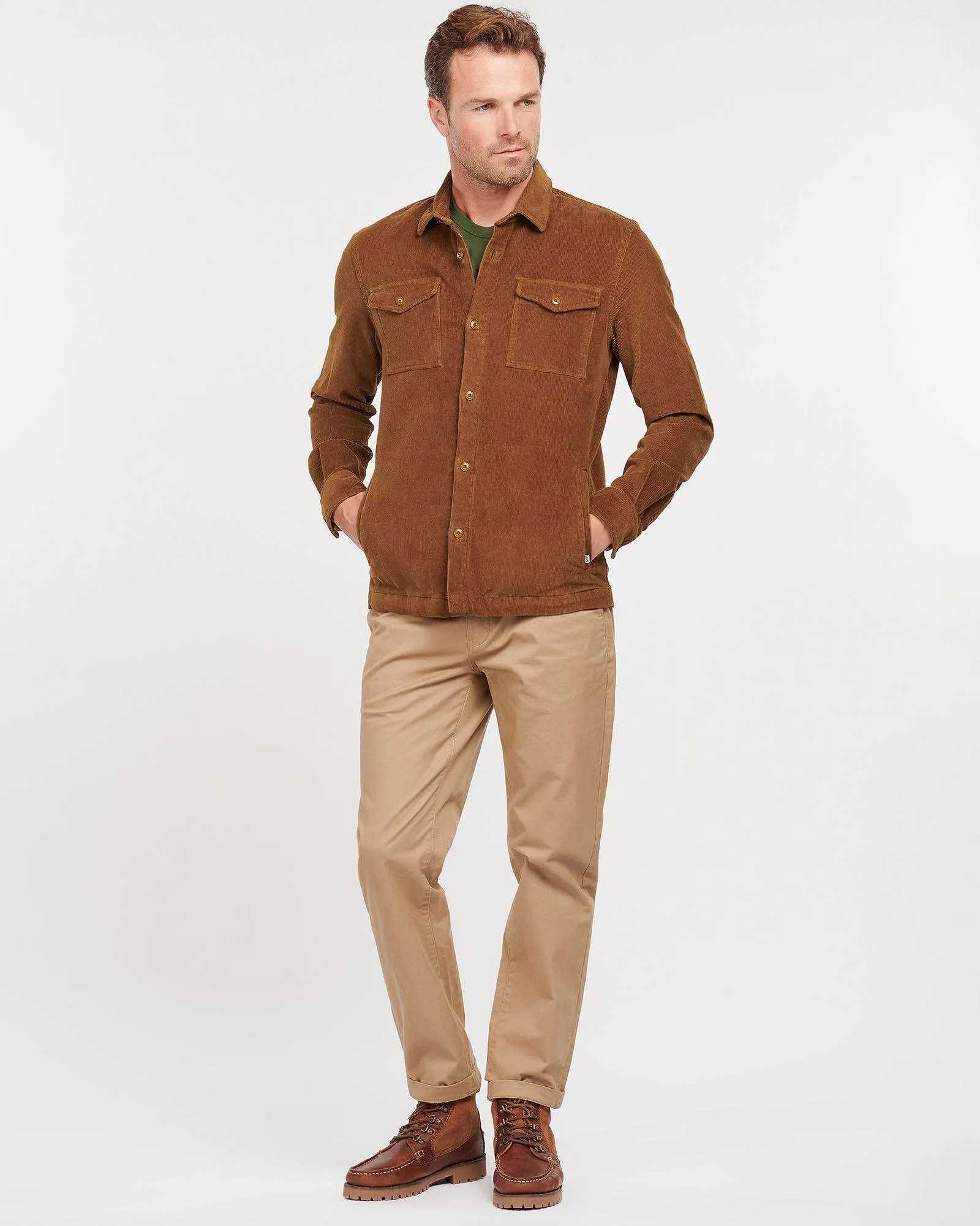 Barbour Stretch Corduroy Over Shirt In Sandstone