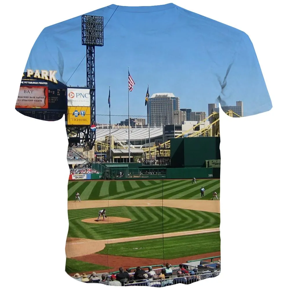 Baseball T-shirt Men Stadium Tshirts Casual Game Tshirts Novelty White T-shirts 3d