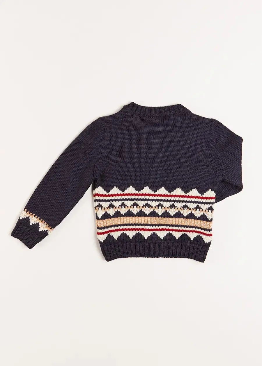 Bear Intarsia Cardigan in Navy (6mths-3yrs)