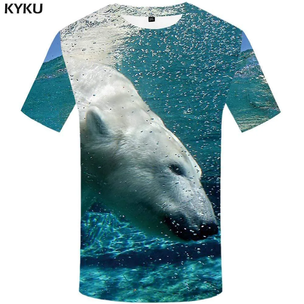 Bear T-shirts Men Russia Tshirts Print Animal T shirts Funny Ocean T-shirt 3d Fish Tshirt Anime Mens Fashion Short Sleeve Unisex