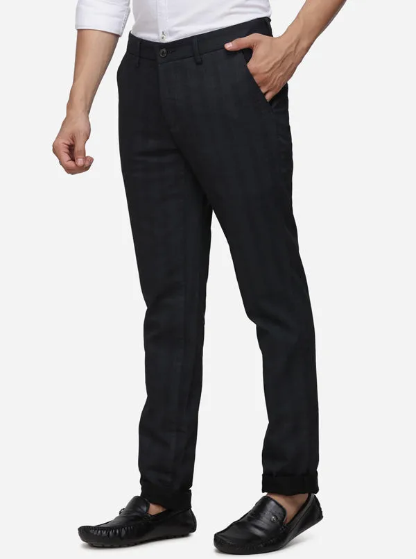 Black Checked Uno Fit Casaul Trouser | JadeBlue