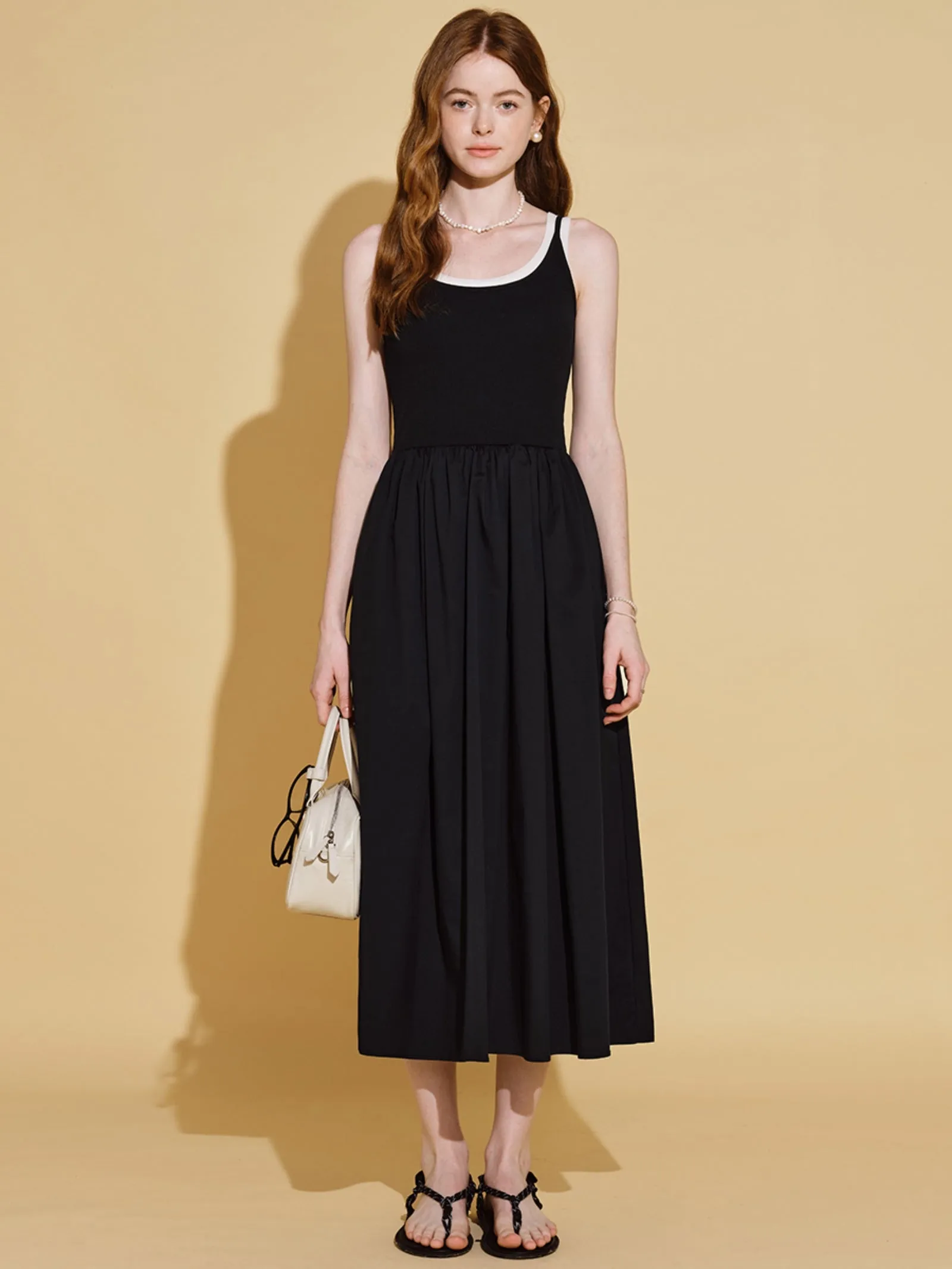 Black French Loose Slip Dress