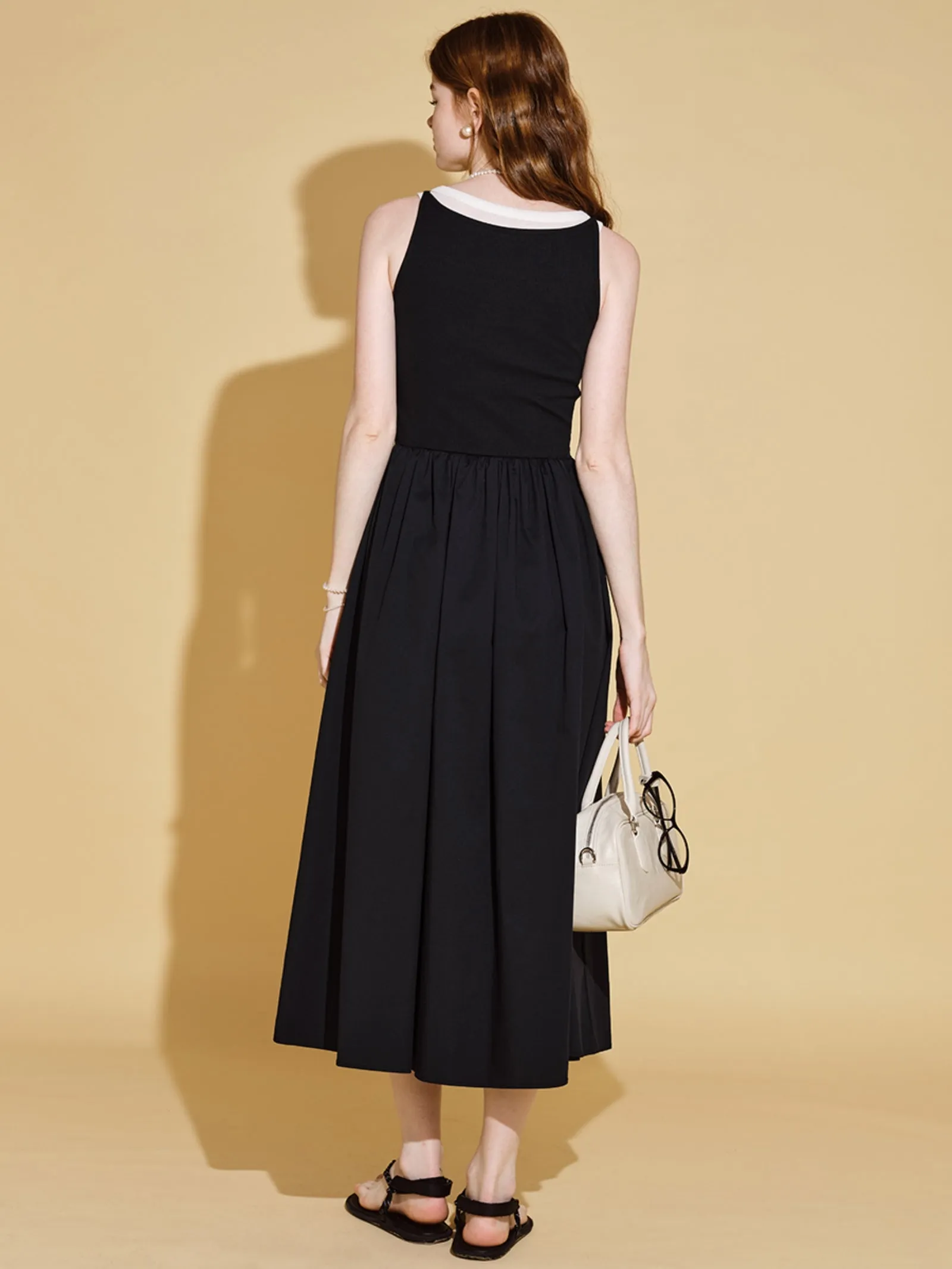 Black French Loose Slip Dress