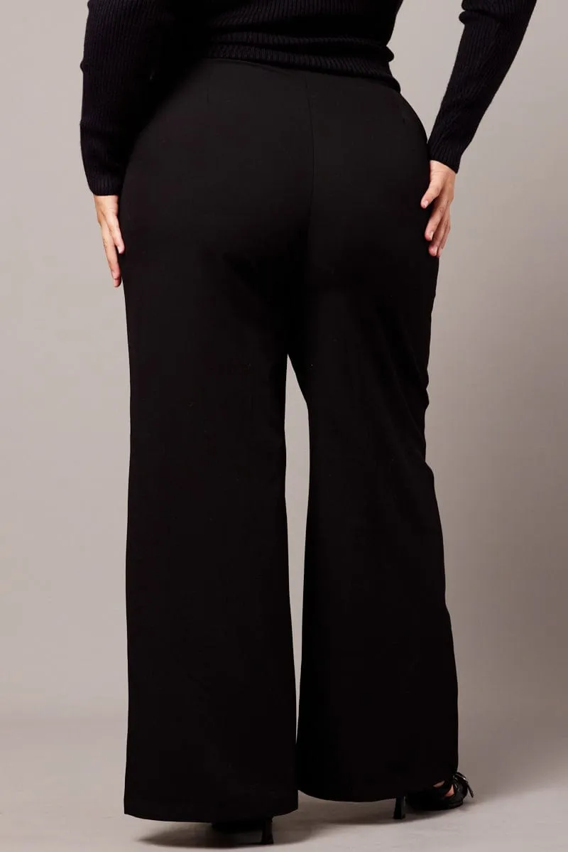 Black High Waist Tailored Wide Leg Pants