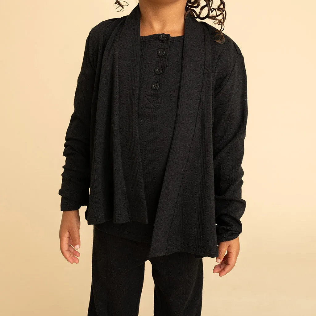 Black Pointelle Fly Away Cardigan