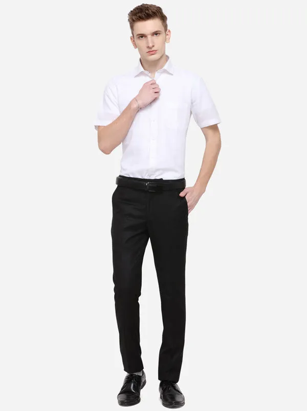 Black Solid Slim Fit Formal Trouser | Metal