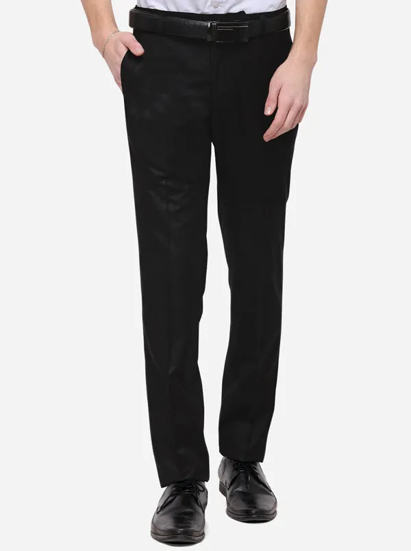 Black Solid Slim Fit Formal Trouser | Metal