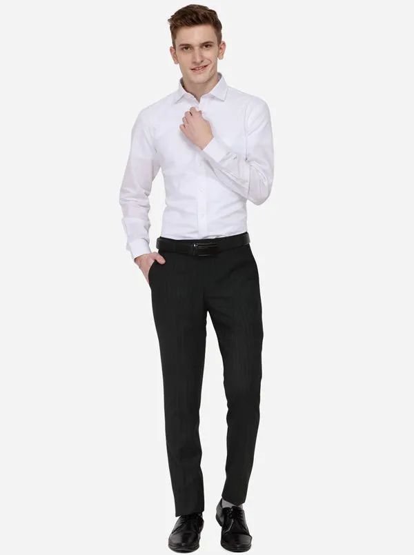 Black Striped Super Slim Fit Formal Trouser | JadeBlue