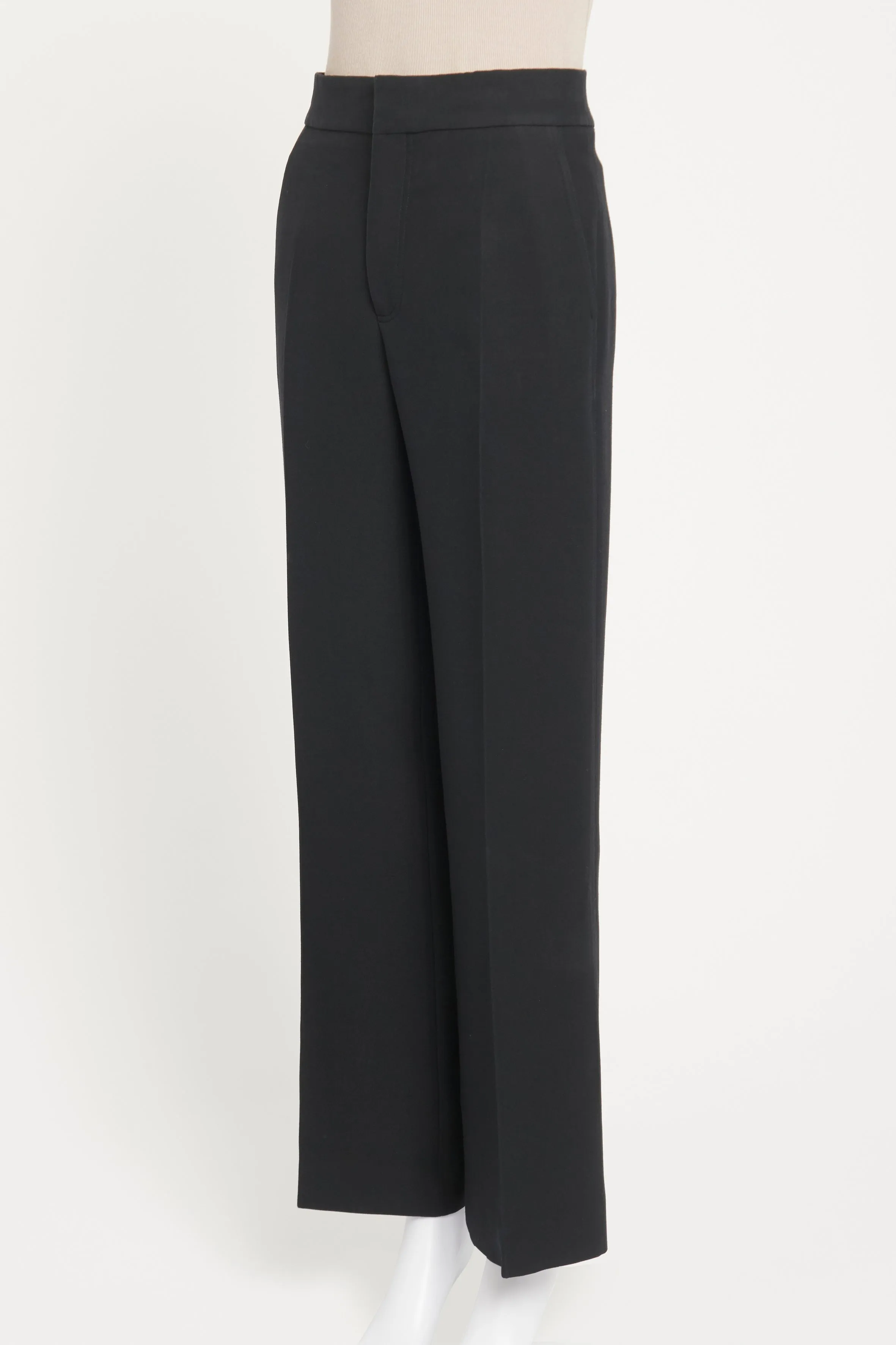 Black Wool Preowned Palazzo Trousers