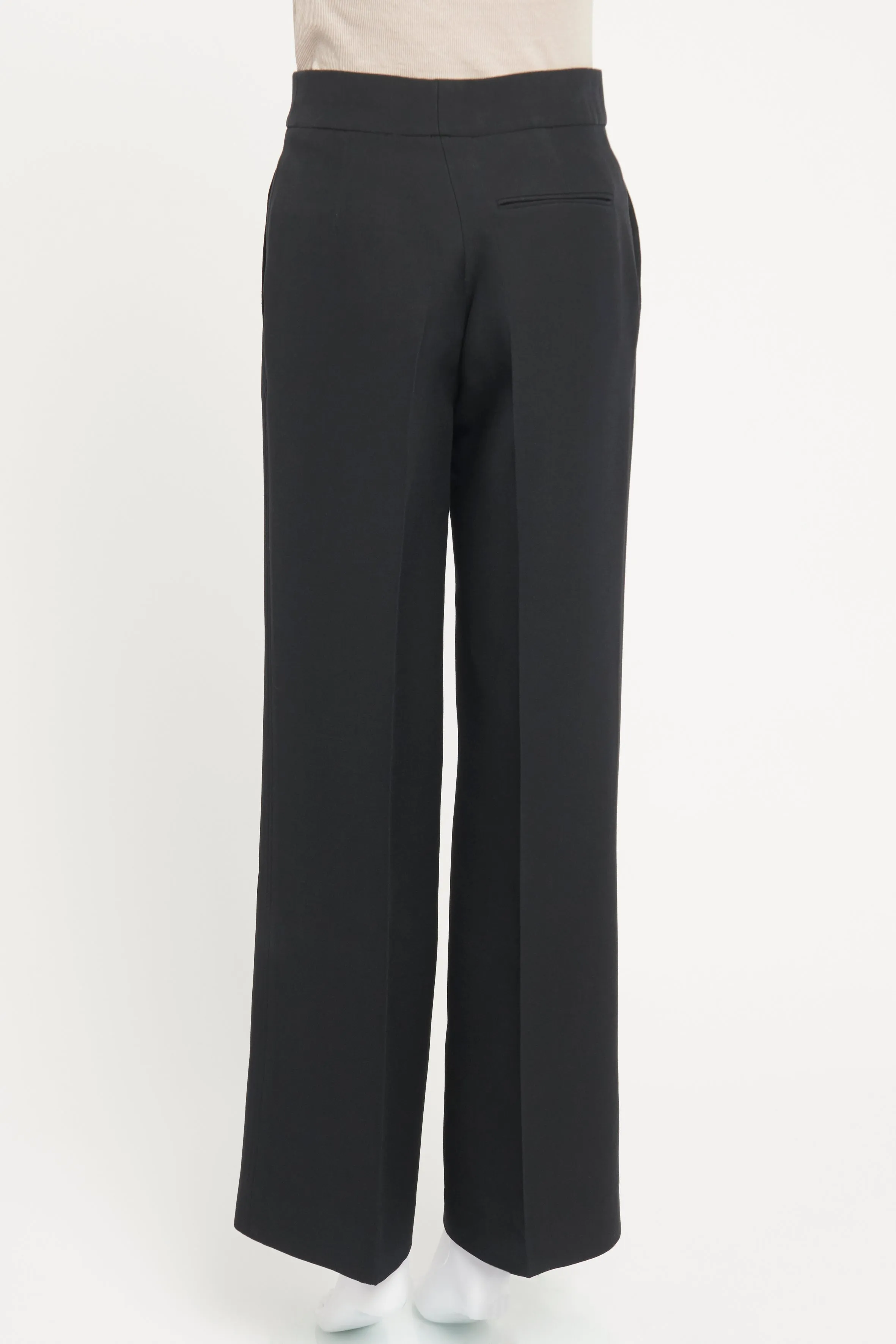 Black Wool Preowned Palazzo Trousers