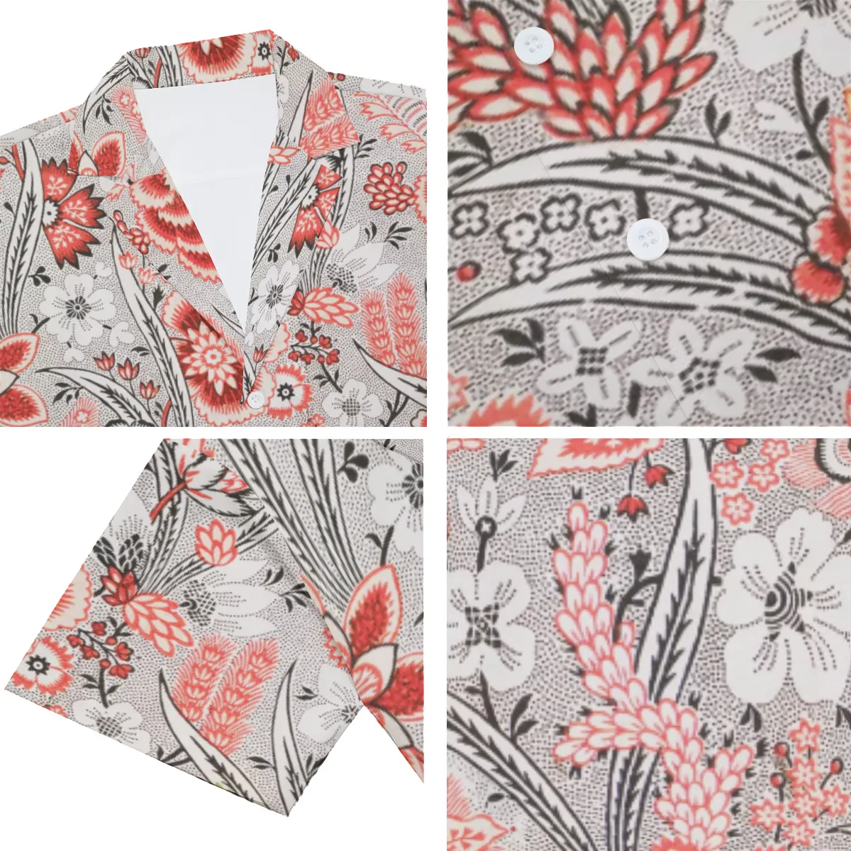 Blood Orange Floral V-neck Short Sleeve Shirt