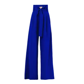 Blue High Waist Long Wide Leg Trousers