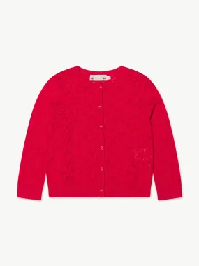 Bonpoint Girls Knitted Cardigan in Red