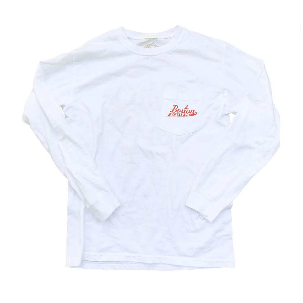 Boston Scally The Regina Pizzeria Long Sleeve Pocket Tee T-Shirt - White