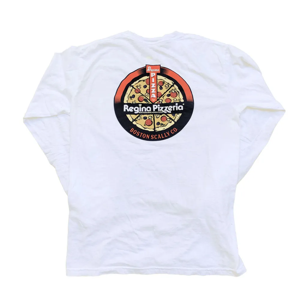 Boston Scally The Regina Pizzeria Long Sleeve Pocket Tee T-Shirt - White