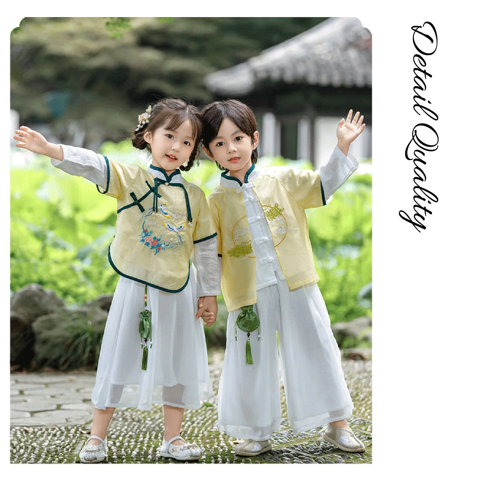 Boy's Imperial Yellow & Azure Hanfu Set