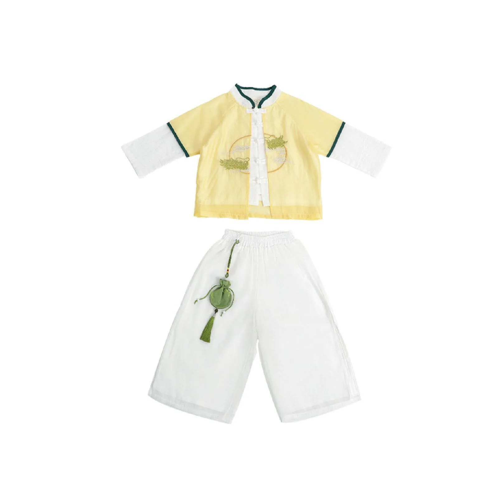 Boy's Imperial Yellow & Azure Hanfu Set