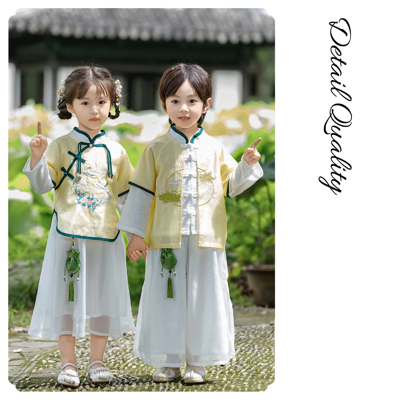 Boy's Imperial Yellow & Azure Hanfu Set