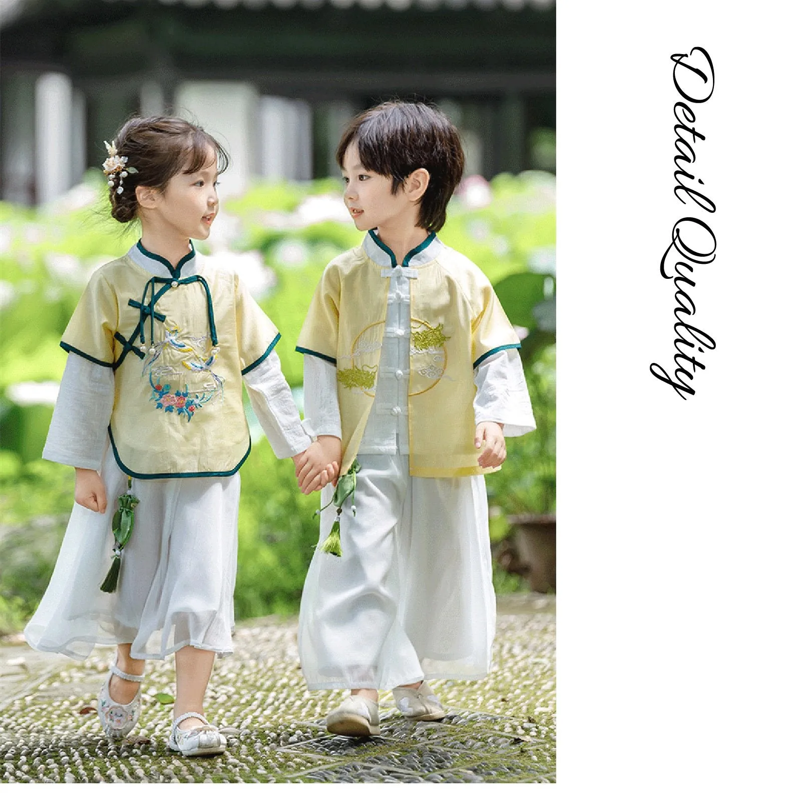 Boy's Imperial Yellow & Azure Hanfu Set