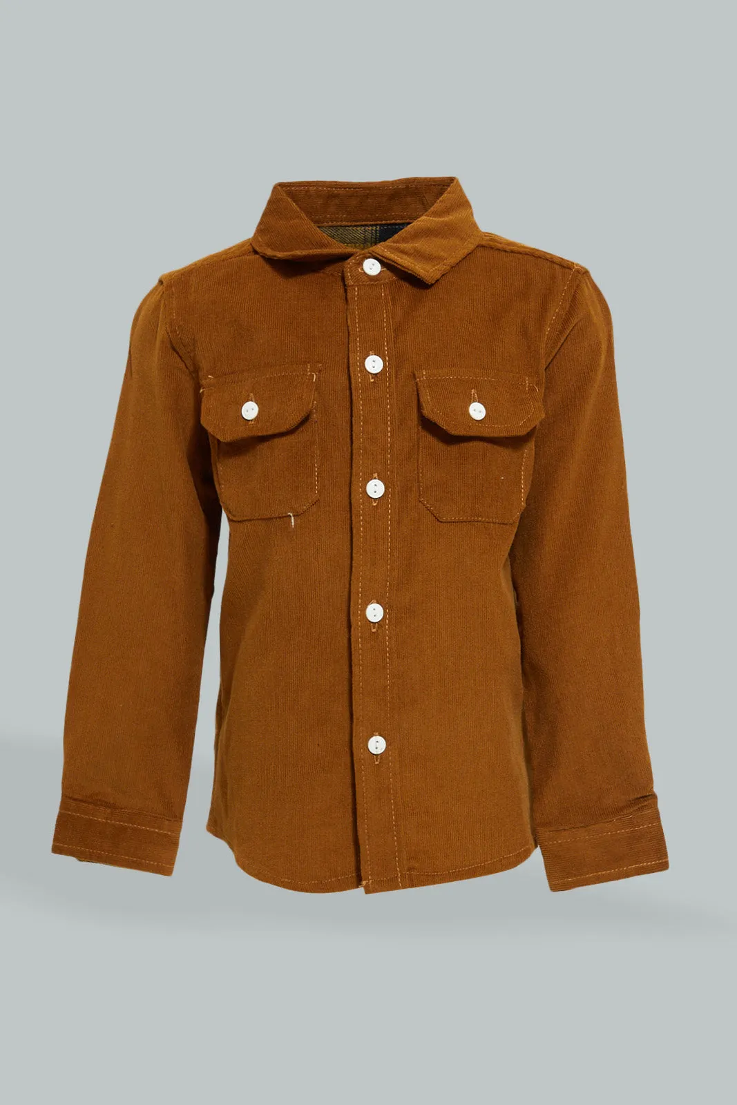 Brown Corduroy Shirt With Buttons