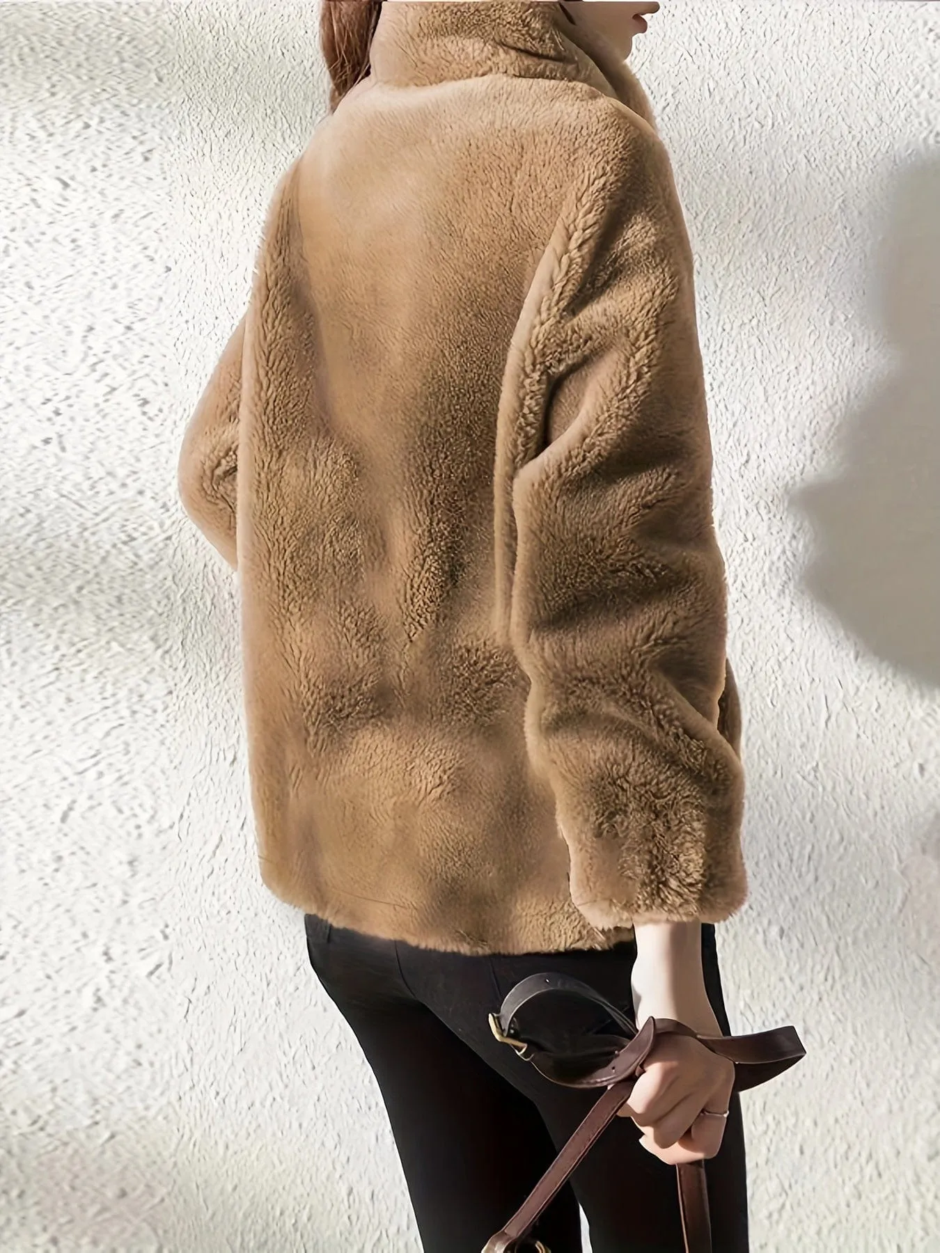 Brown Plush Zip-Up Jacket