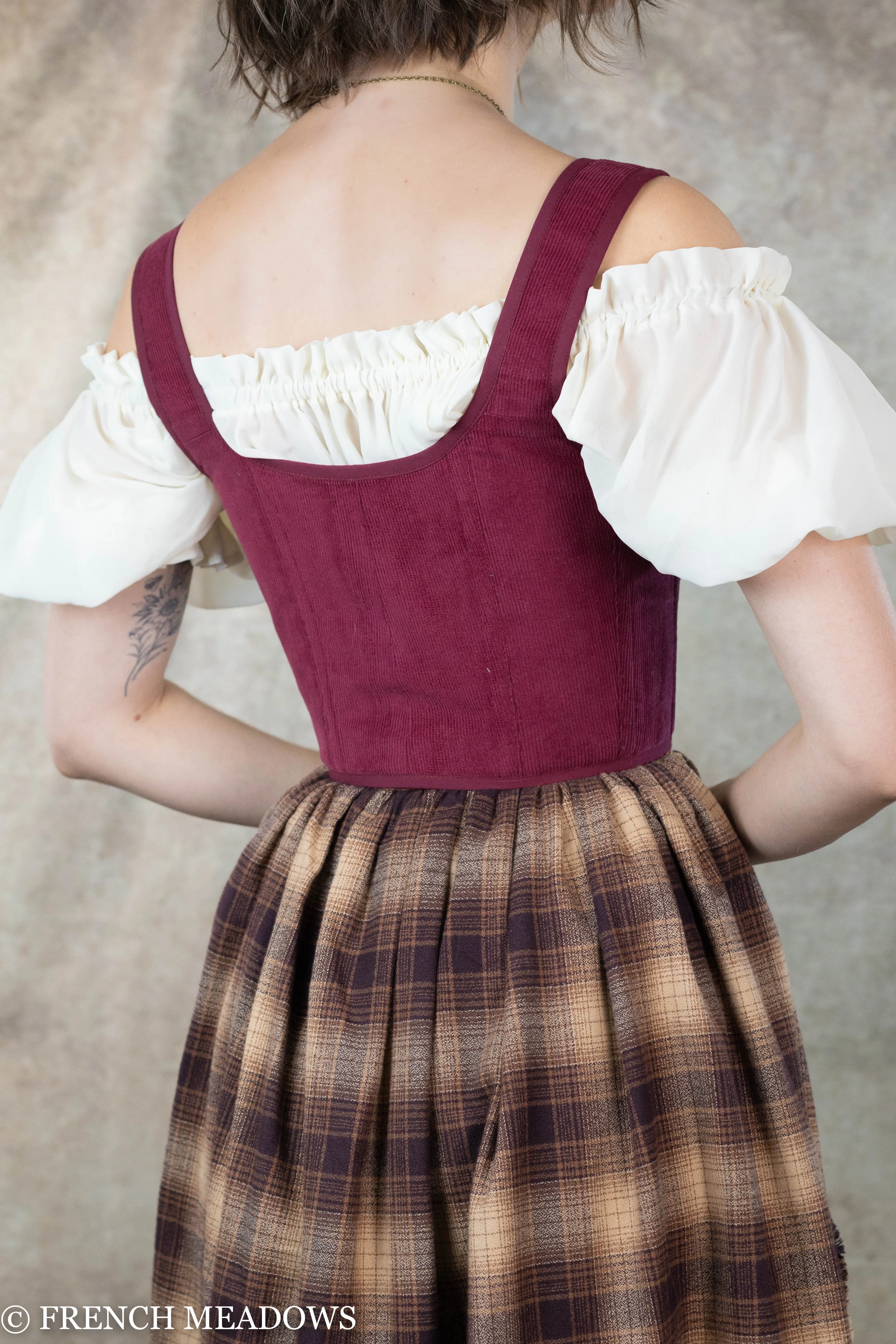 Burgundy Corduroy Renaissance Bodice