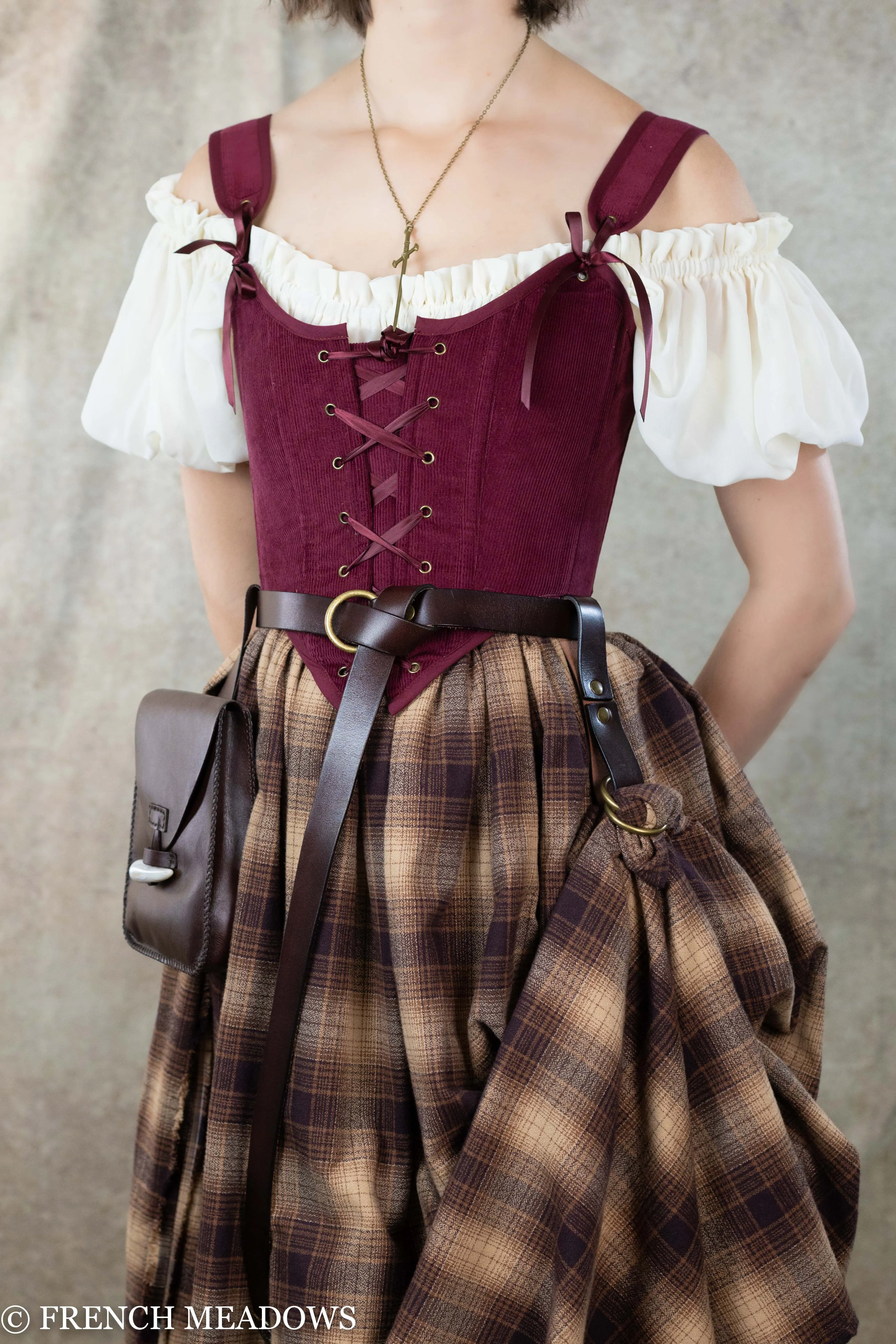 Burgundy Corduroy Renaissance Bodice