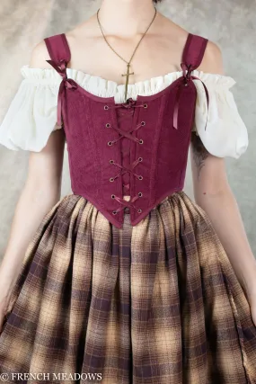 Burgundy Corduroy Renaissance Bodice