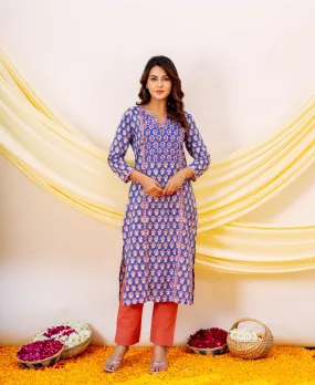 Calliope Straight Cotton Hand Block Printed Kurta