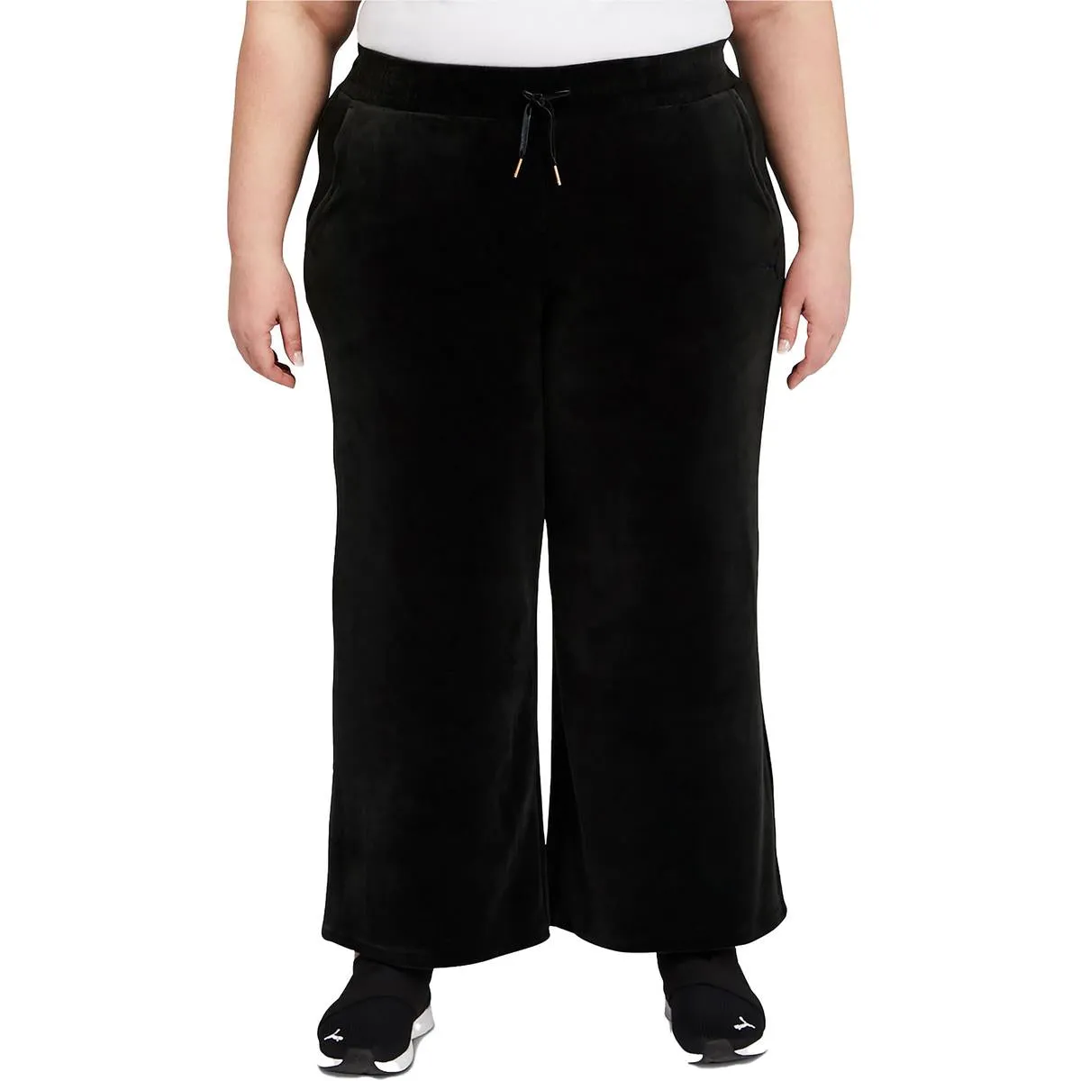 Calvin Klein Performance Womens Plus Corduroy High Rise Wide Leg Pants