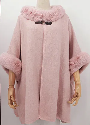 Cape Felt Fur Collar And fur cuff