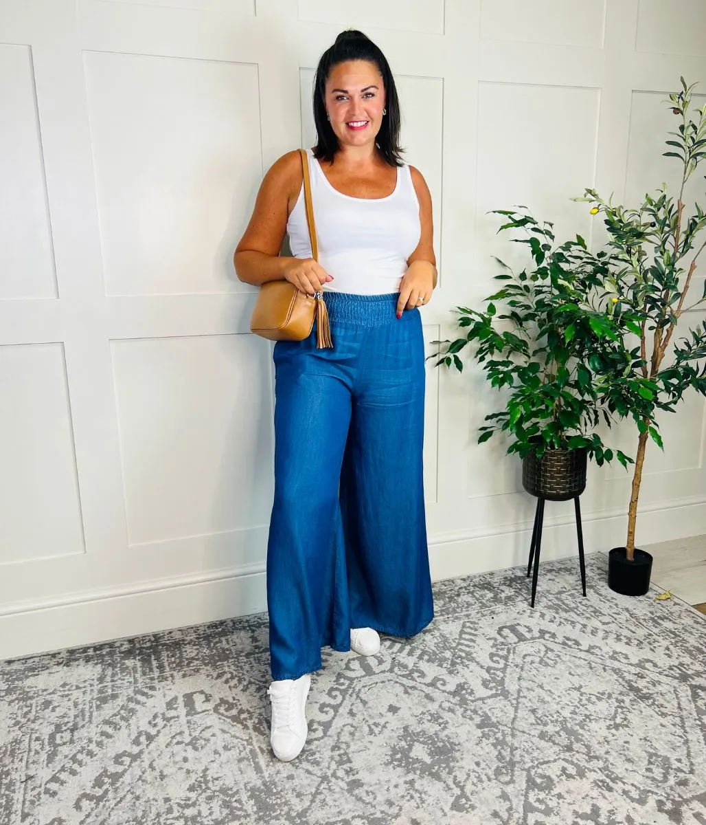 Chambray Wide Leg Trousers