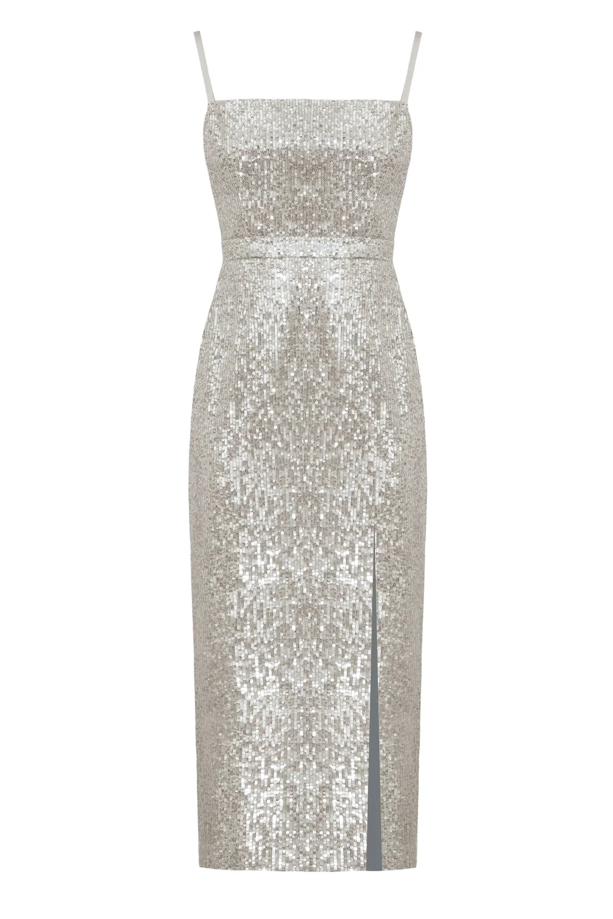 CHLOE silver sequin open back dress